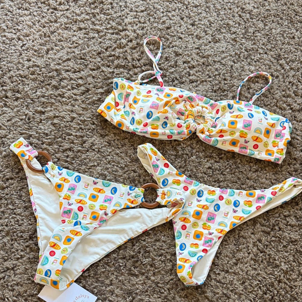 Dippin' Daisy's Colorful Patterned Bikini 3 piece set